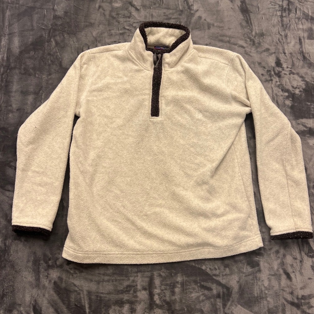 Bugle Boy Snow Fleece Pullover Mens M Cream Quarter Zip Vintage 90s Sherpa‎ Trim